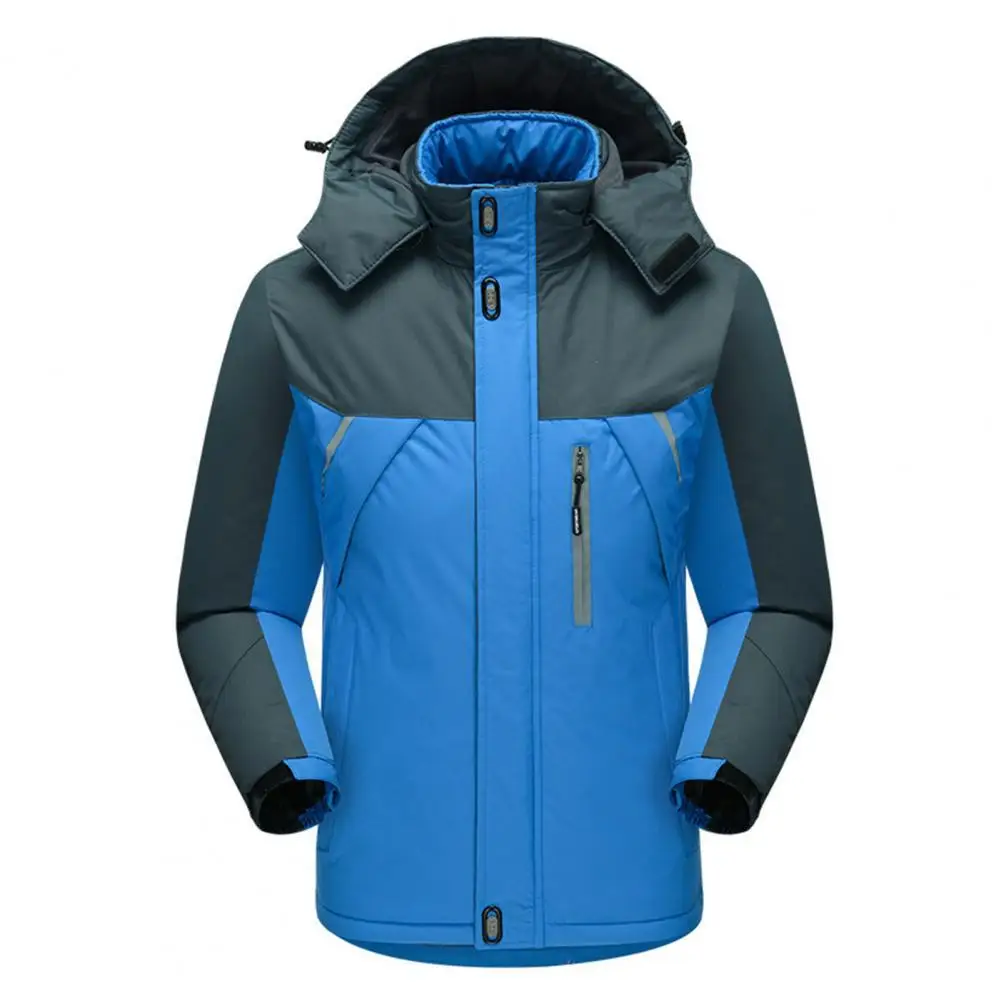 Men's Jacket Contrast Colors Jackets Hooded Windproof Reflective Men's Winter Jacket Stripe Super Warm Down Coat for Climbing