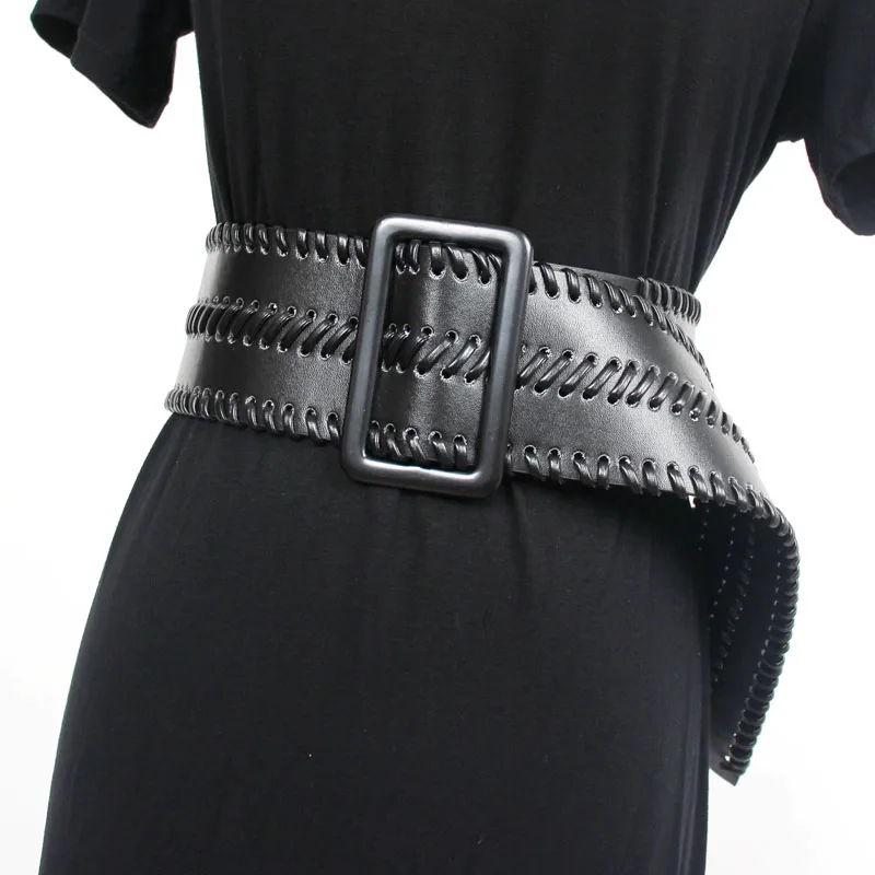 Fashion 7cm Wide Black Weave Leather Female Ladies Belts Hight Waist Waistband Corset Belts For Women Dress Coat