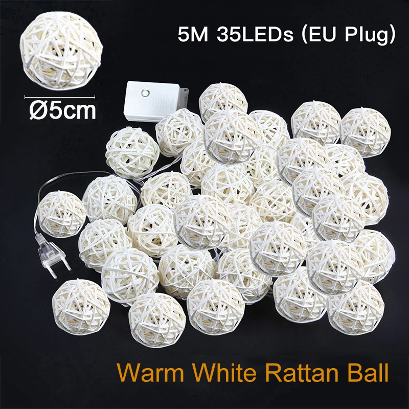 5M EU 5cm White Ball Goodland 2 м светодиодный светильник-гирлянда Сказочный светильник s светодиодный гирлянда на батарейках декоративный светодиодный светильник s для декора Рождественское украшение для улицы - Испускаемый цвет: 5M EU 5cm White Ball
