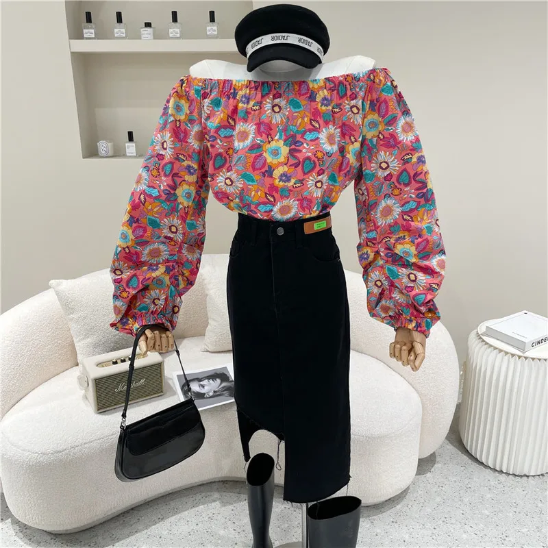 

Women's Clothing Summer 2021 Niche Design Fashion New Irregular Split Hem Denim Skirt High Waist A-line Medium Length Skirt