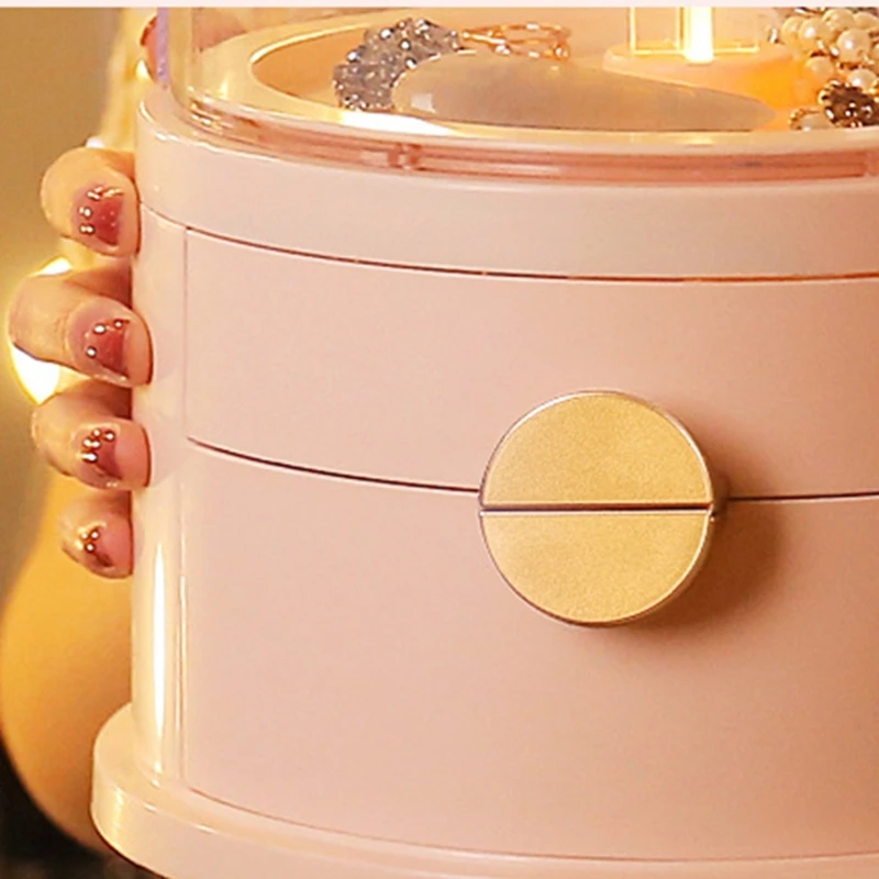 

Portable Women Necklace Bracelet Organizer Case Dustproof Jewelry Storage Box Drawer Earrings Ring Display Stand Shelf