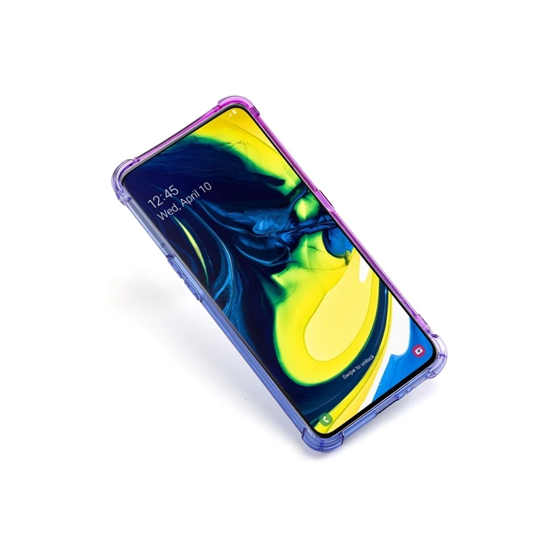 Ударопрочный градиентный цвет термополиуретан чехол для samsung Galaxy A80 прозрачный