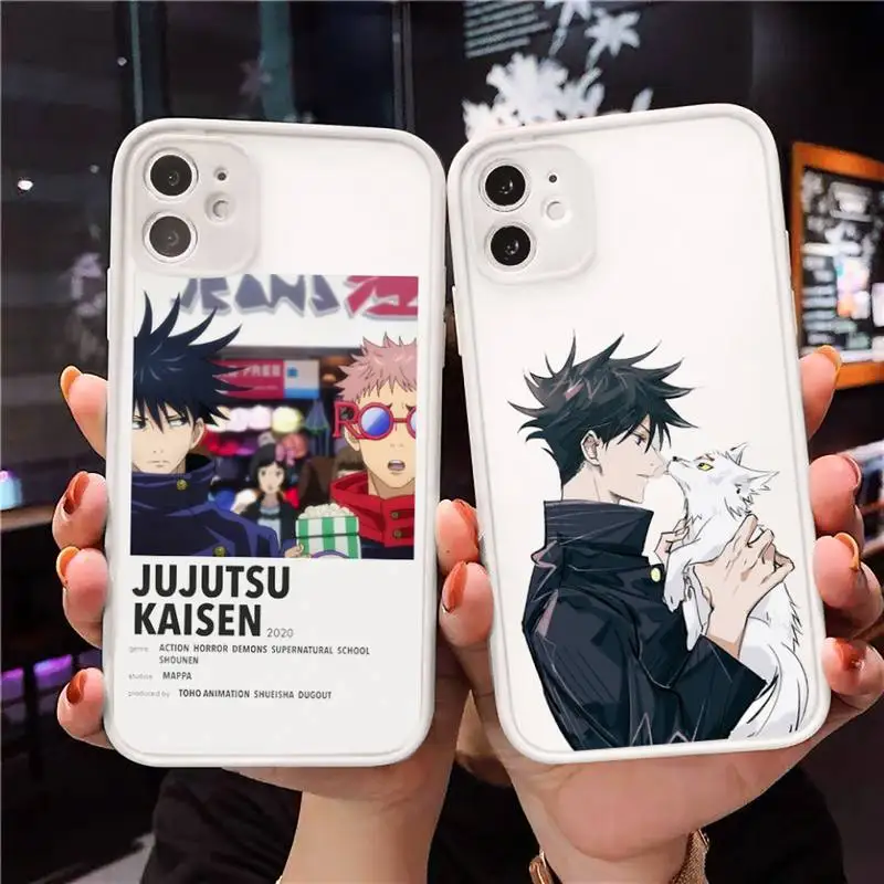 

Jujutsu Kaisen Satoru Gojo anime Phone Case For iPhone 12 11 Mini Pro XR XS Max 7 8 Plus X Matte transparent White Cover