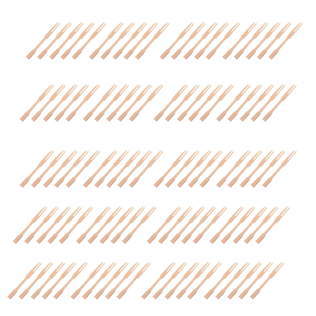 100 шт. бамбуковые вилки для пикника фруктов салатов | Дом и сад