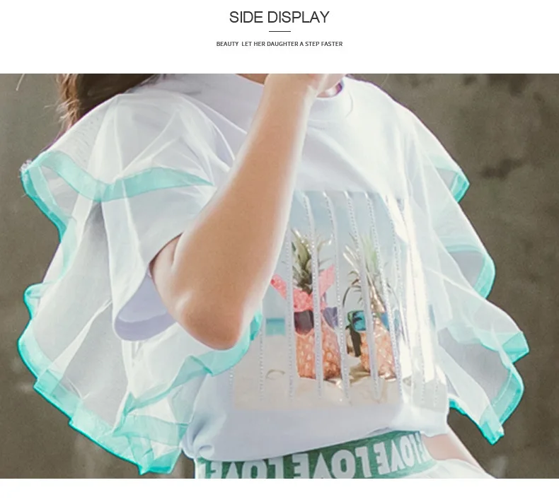 2018 новые летние комплекты одежды для девочек одежда маленьких 6 8 10 12 14 лет белые