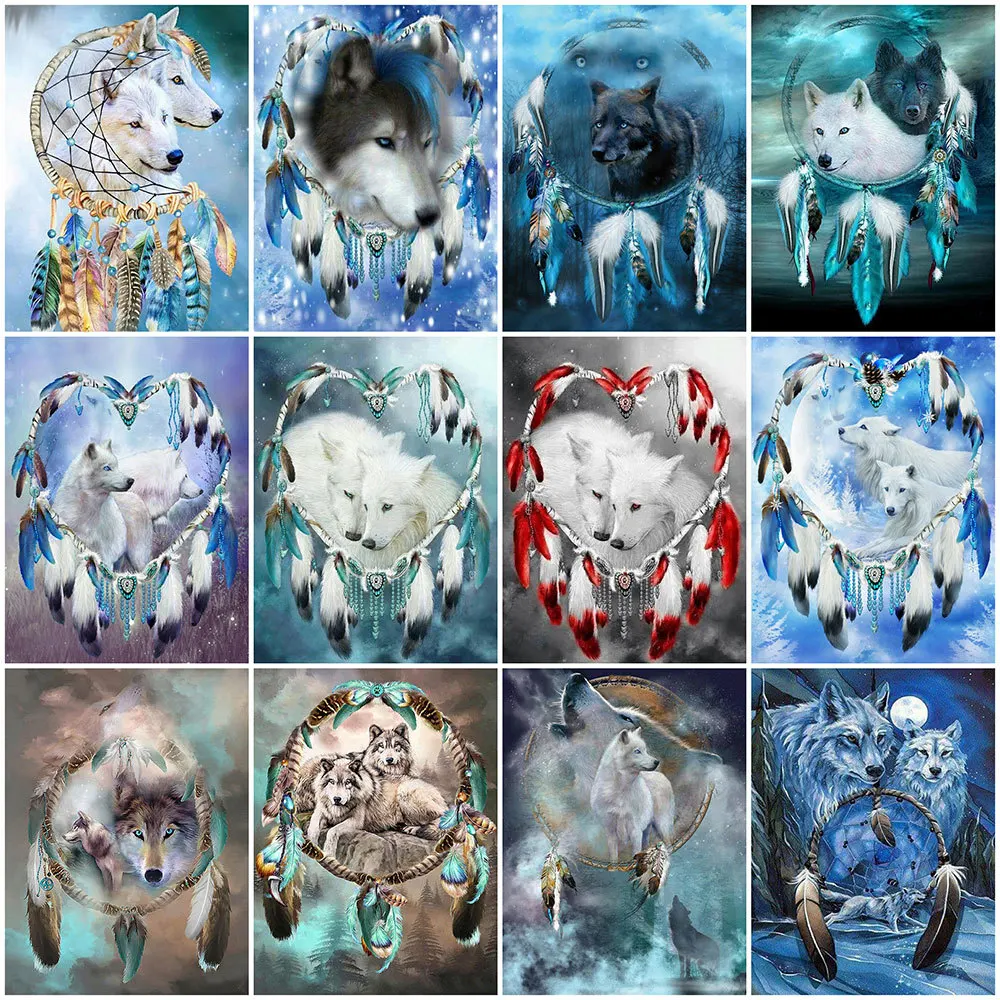

MomoArt 5D DIY Diamond Mosaic Animal Full Drill Square Diamond Embroidery Wolf Needlework Mosaic Cross Stitch Decor For Home