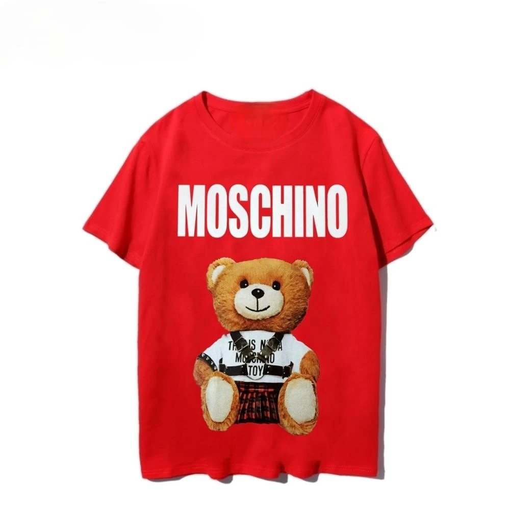 

Moschino T-shirts Cute Student Bear Pattern Summer Couple's Casual Loose Short Sleeve Tops Shirts