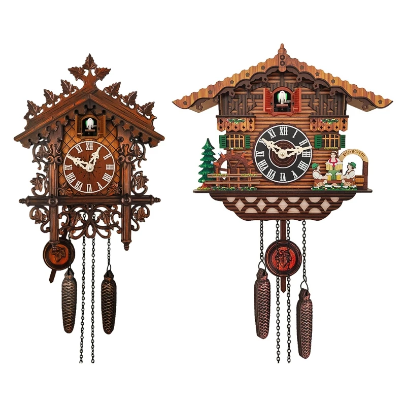 

Home Decora Antique Wooden Hanging Wall Clock Pendulum Time Bell Swing Alarm Watch Home Restaurant Bedroom Decoration