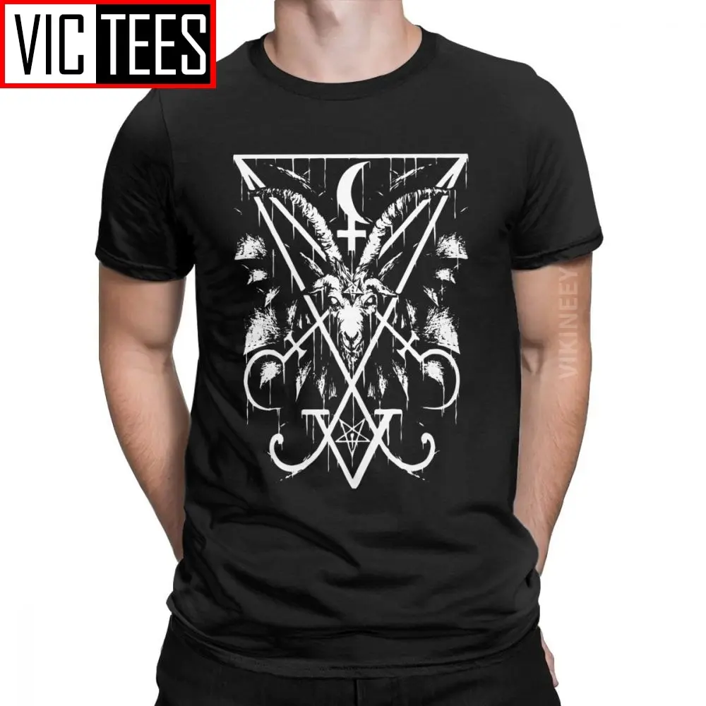 Sigil Of Lucifer And Baphomet T Shirt 2021 for Men Pure Cotton Hipster Tshirt Crewneck s Wholesale
