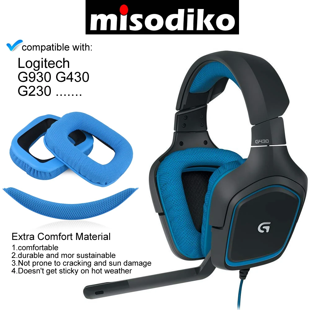 Misodiko Замена амбушюры и оголовье для Logitech G930 G430 G230 игровая гарнитура наушники