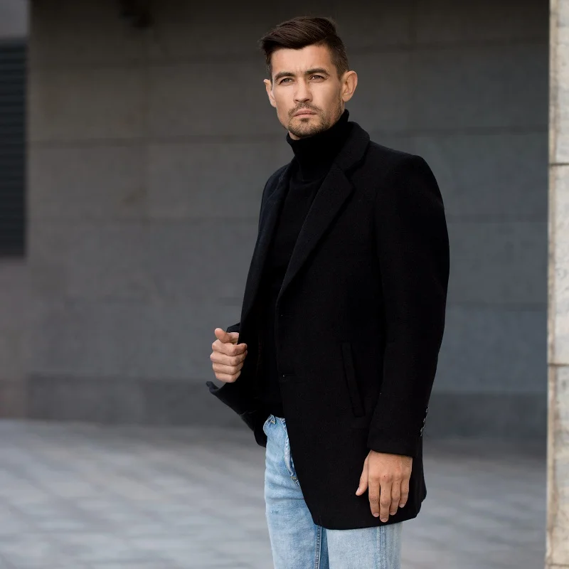 TIAN QIONG Brand Men Wool Coats Autumn Winter New Solid Color High Quality 's Luxurious Blends Coat Male | Мужская одежда