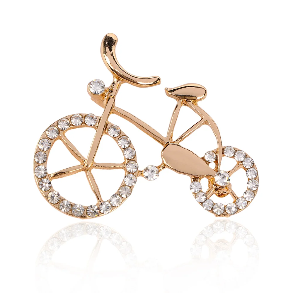 Genenic бренд с украшением в виде кристаллов Стразы велосипедная брошь, булавки для женщин аксессуары для одежды в золоте Цвет с покрытием оптом, Прямая поставка