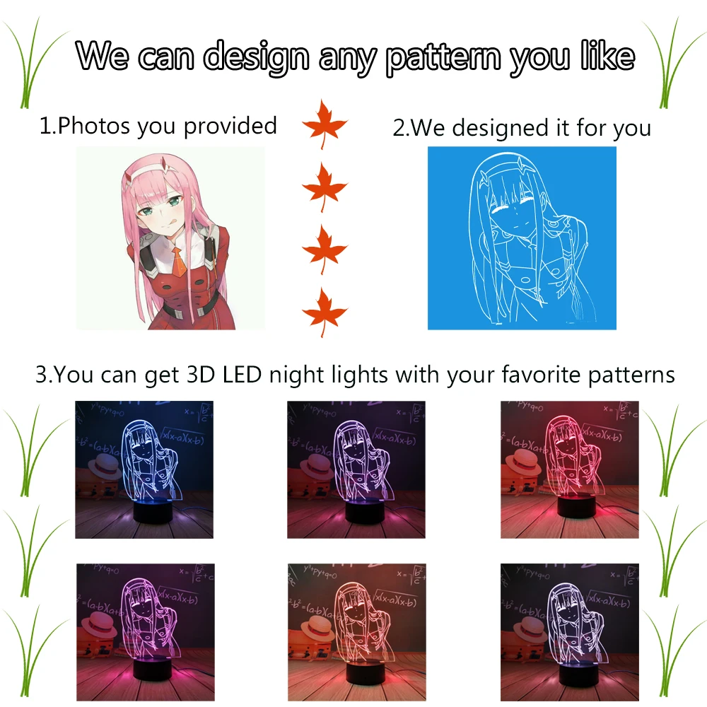 

Customize the service for your favorite pattern 3d Lamp LED Night Light Anime VIP custom