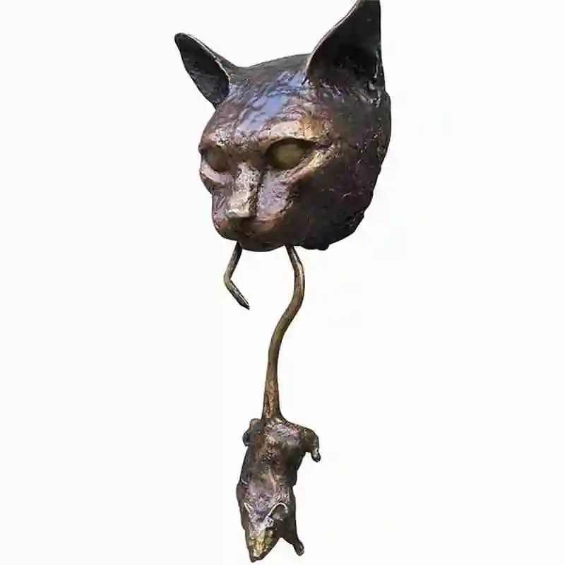 

Cat and Mouse Door Knocker or Wall Resin Ornament Rusty Iron Statue Repellent Plants Cast Mouse Pest Metal New Brown Protec N0S0