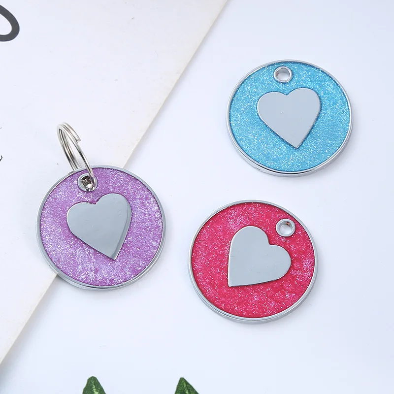 

Бирки для собак в форме сердца с кольцом, милая Подвеска для домашних животных на ошейник, прочная табличка для кошек, бирка для щенков проти...