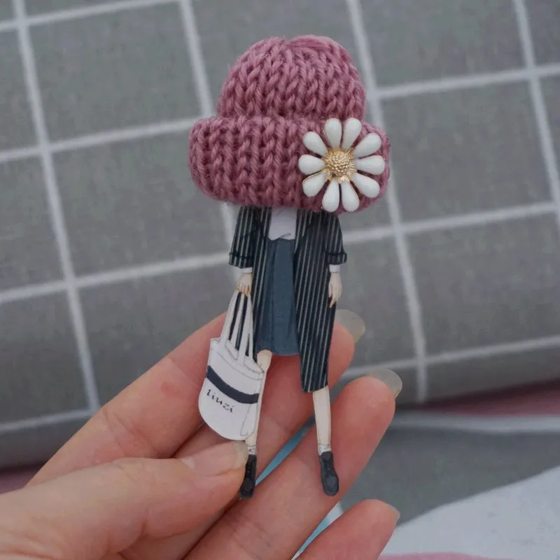 Милая брошь для девочек Значки шерстяной шляпы заколки сделай сам модные броши