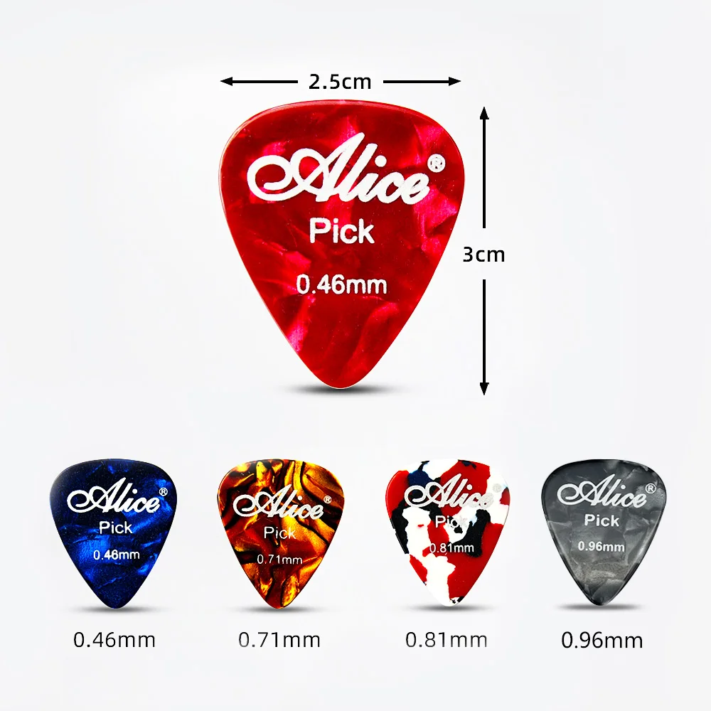 12 stücke alice gitarre picks und 1 metall zinn box zubehör akustische elektrische vermittler guitarra violão 046 071 081 096mm fre