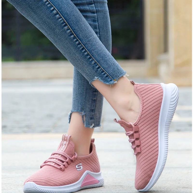 

2021 Women Fashion Casual Sneakers Chaussure Ladies Sports Shoes Breathable Ladies Trainers Platform Women Baskets Black Shoes