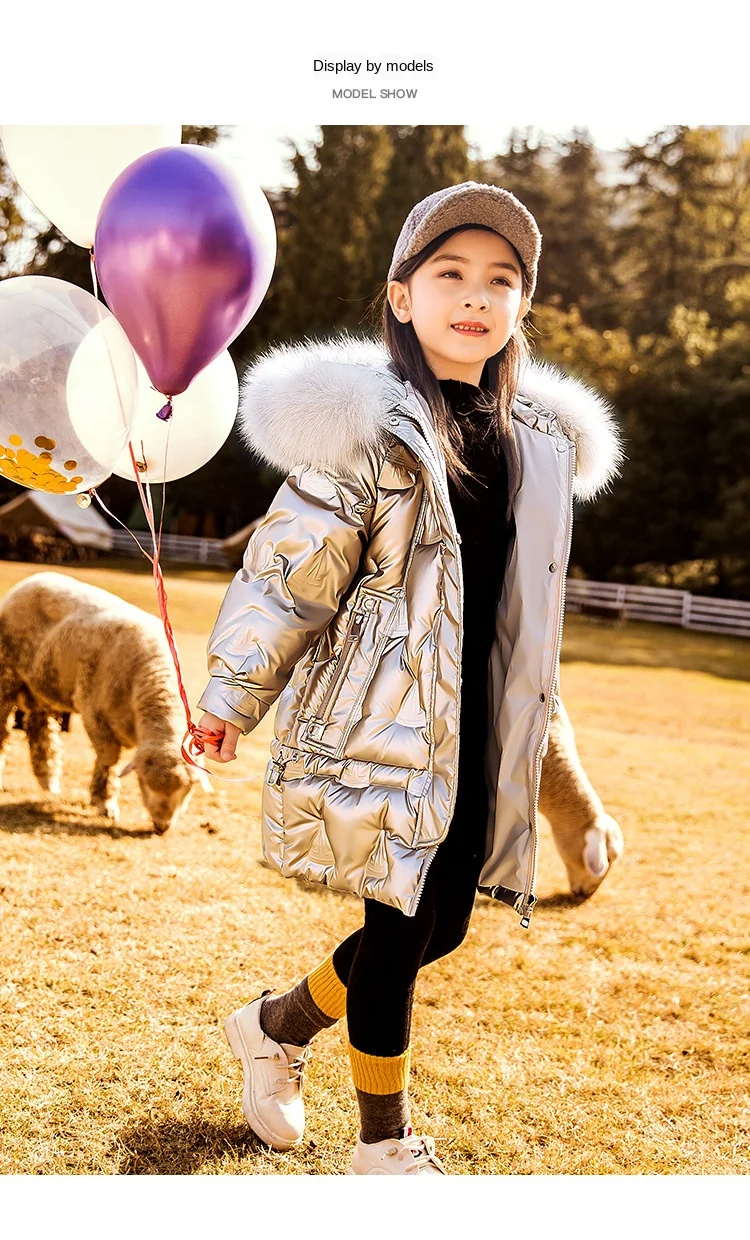 

Winter New Children Hooded Thicker Warm Glossy Down Coat Kids Windproof Snow Wear Outerwear Down Jackets For girls boys 4-12Year