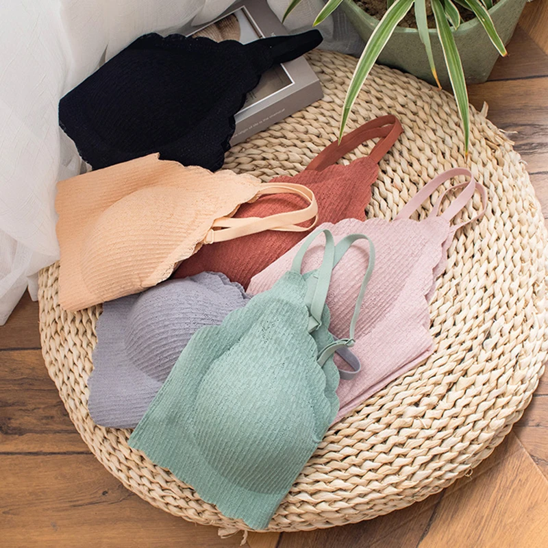 Latex Pad Pleated Bubble Sling Seamless Comfortable Sexy Gathering No Steel Ring Hold Side Breast Sports Sleep Bra