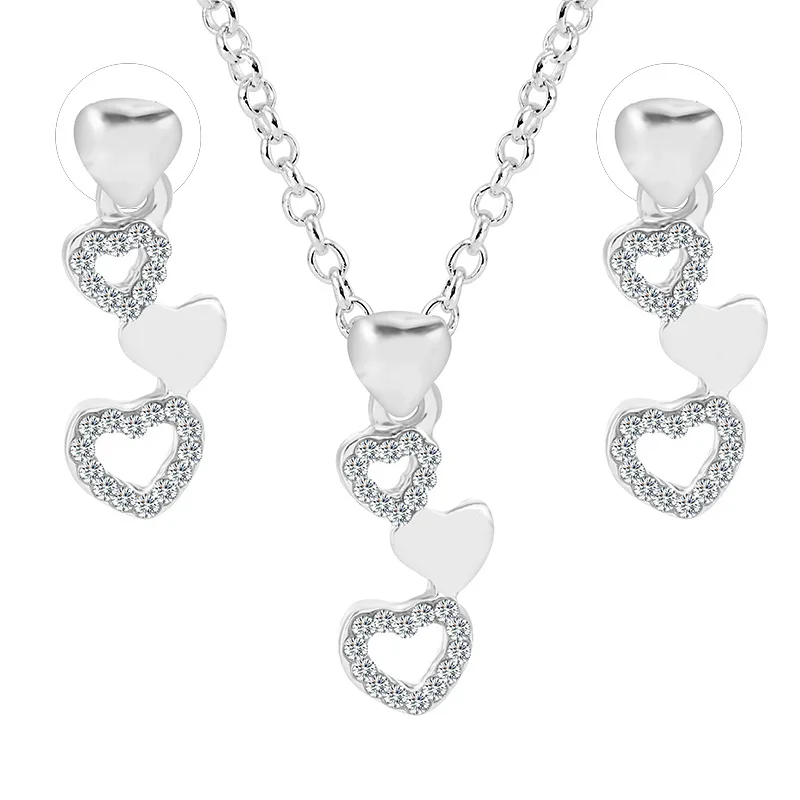 TSHOU135 простой комплект ювелирных изделий сплав Кристалл инкрустация любовь кулон