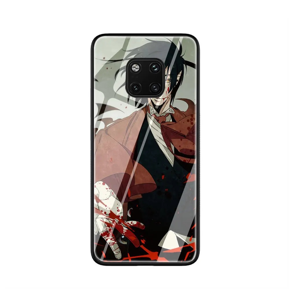EWAU аниме Хеллсинг Алукард закаленное стекло чехол для телефона huawei mate P 10 20 30 Lite Pro Y9 Honor 8X 7A