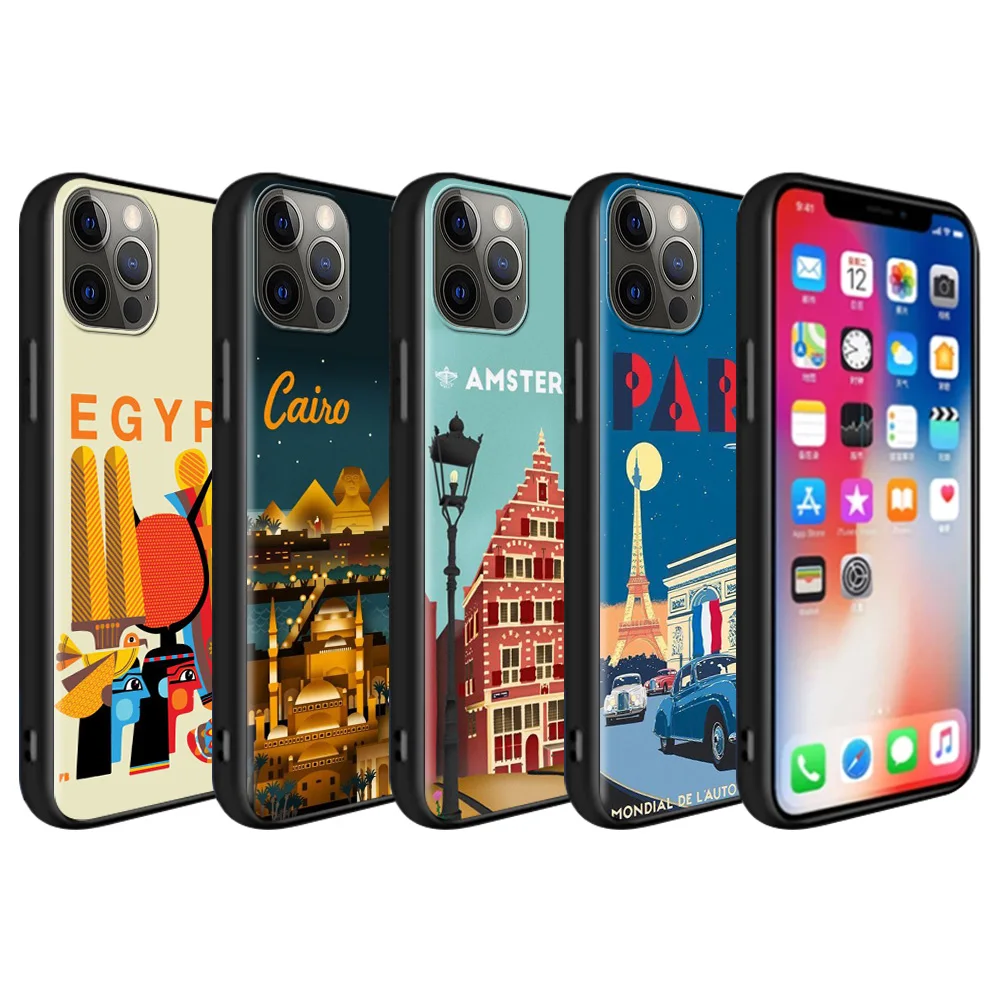 Чехол для телефона Apple iPhone 11 13 12 Pro Max Mini X XS XR 6 6S 7 8 Plus 5 цветов (2020) Постер путешествий