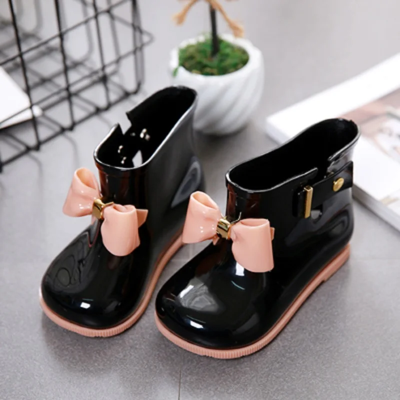 Girls rain boots kids baby botas  children shoes PVC waterproof Non-slip  Water Shoes  toddler boots With Plush Warm Ankle Boots