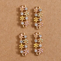 4pcs 247mm fashion crystal enamel flower charms connectors pendants for necklace earrings bracelet diy handmade jewelry making