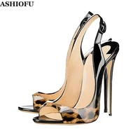 ashiofu wholesale handmade ladies stiletto high heel sandals party prom summer shoes slingback peep toe evening fashion sandals