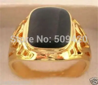 XFS2014102>>Black Onyx gold tone Men's titanium steel Ring | Украшения и аксессуары