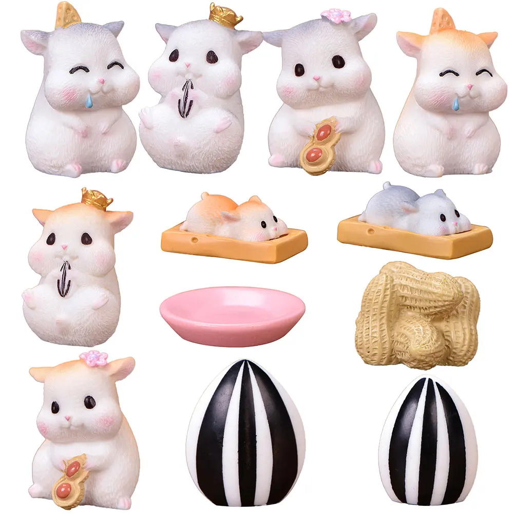 

Resin Dollhouse Miniature Cute Cartoon Peeling Peanut Hamster Mini Ornaments