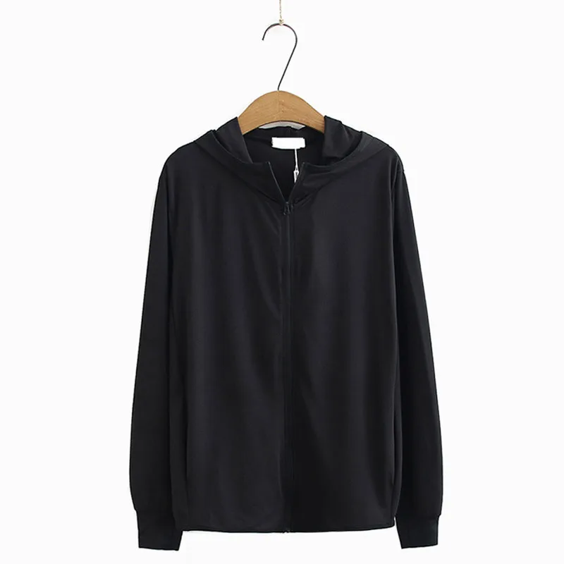 

Hooded plus size XL-4XL sun protection clothing women solid color Thin coat Anti-UV breathable outdoor summer tops coat