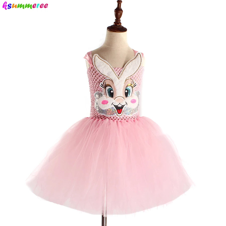 Костюм милый кролик для девочки нарядное платье-пачка с ушками повязка на голову