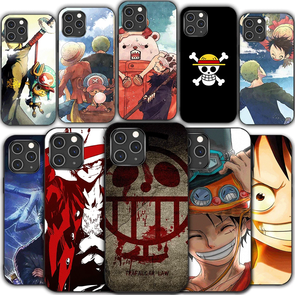 

one piece zoro luffy phone case For iPhone 13 12 mini 11 pro xs max X XR 5 6 7 8 plus tpu black soft shell protective sleeve