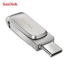 100% Оригинальный USB флеш-накопитель SanDisk 32 Гб 64 Гб 128 ГБ 256 ГБ 512 ГБ Type-C OTG USB 3,1 карта памяти, металлический U-диск SDDDC4 флешка