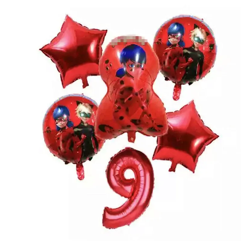 Balloons-19-6pcs 6 шт./компл. из мультфильма, популярная яркая детская одежда с рисунком "Божья коровка" Фольга воздушные шары День рождения украшения божья коровка гелиевый Майларовый и 32 дюймов шара с цифрой - Цвет: Balloons-19-6pcs