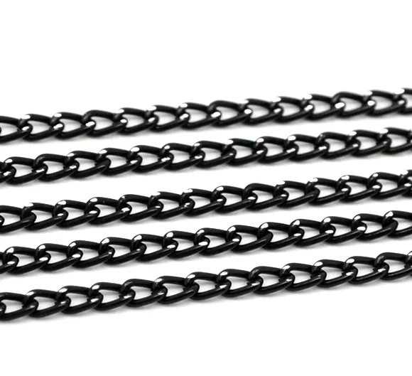 DoreenBeads черные звенья-открытые снаряженные Алюминиевые цепочки 6x3 5 мм (1/4 &quotx1/8&quot) 1