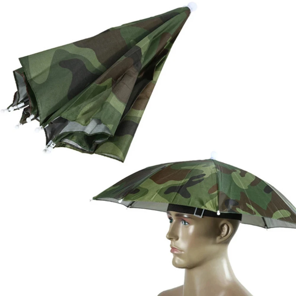 

Umbrella Hat Foldable Portable Waterproof Sunshade Umbrella Hat for Camping Fishing Headwear Cap Beach Head Hats Camouflage 2PCS