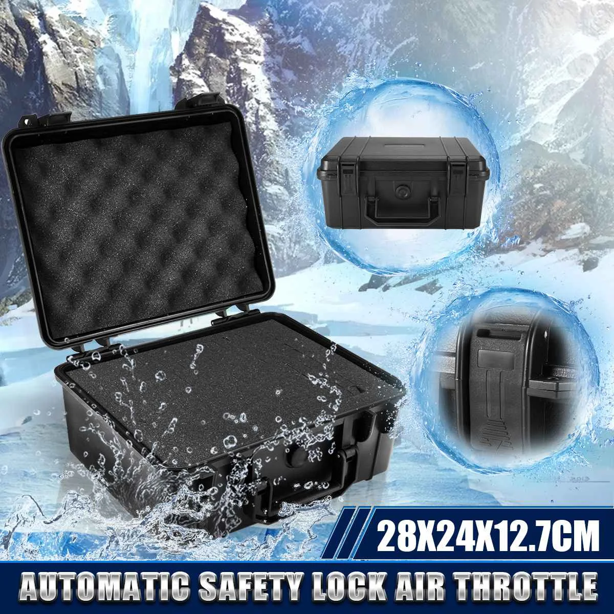 

280X240X127mm Protective Safety Instrument Tool Box Waterproof Shockproof Storage Toolbox Sealed Tool Case Sponge Suitcase