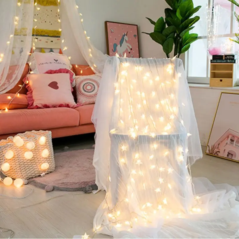 Светодиодный пересекающимися мигающими звездами в стиле Звездные войны белый