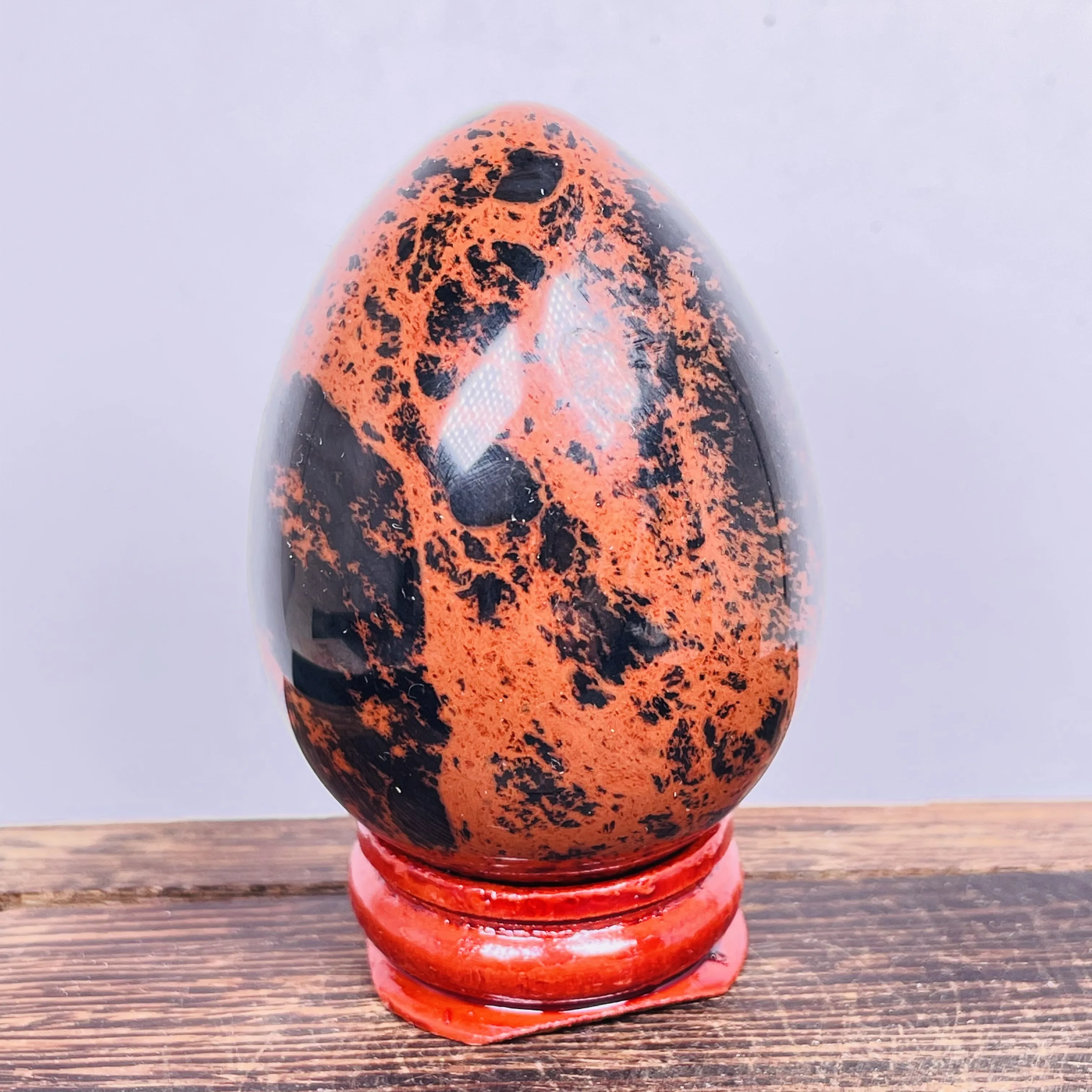 

Натуральный Красный обсидиановый Кристалл Яйцо коллекция Рейки Исцеление + основание