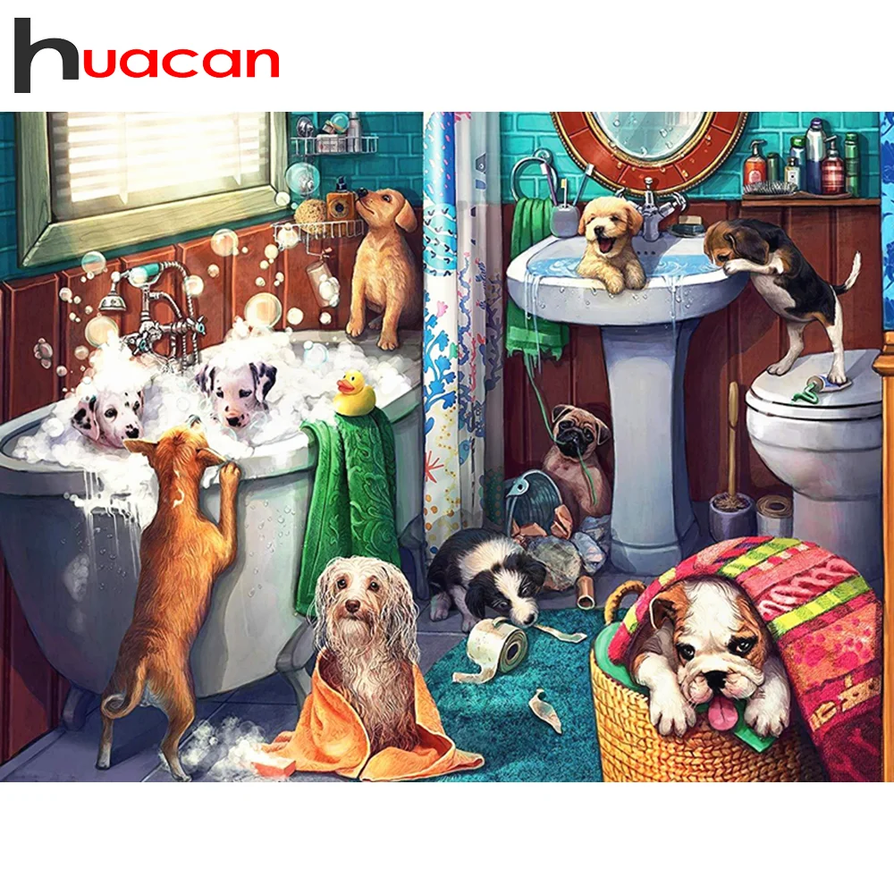 Алмазная живопись Huacan настенные наклейки с рисунком собаки полная выкладка