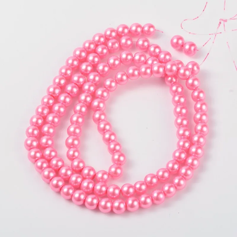 

100pcs 4/6/8mm Mixed Style Mixed Color Glass Pearl Round Beads For Necklaces Bracelets Jewelry Making DIY Accessories, Hole: 1mm