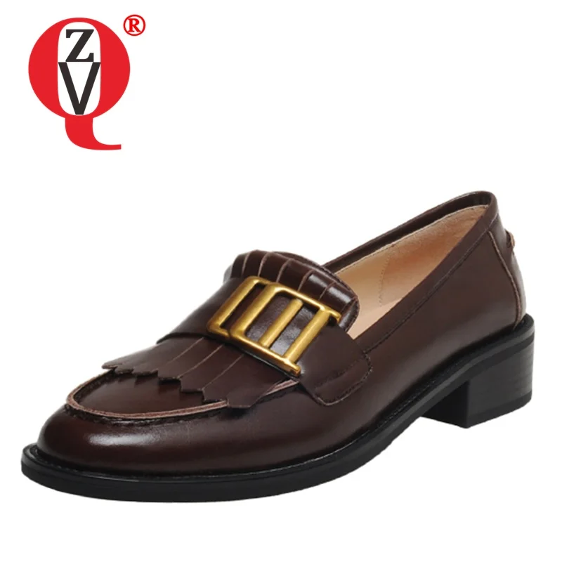 

ZVQ Women New Style Four seasons Leisure Shoes Square Heel Round Toe Concise Comfortable ventilation Metal decoration