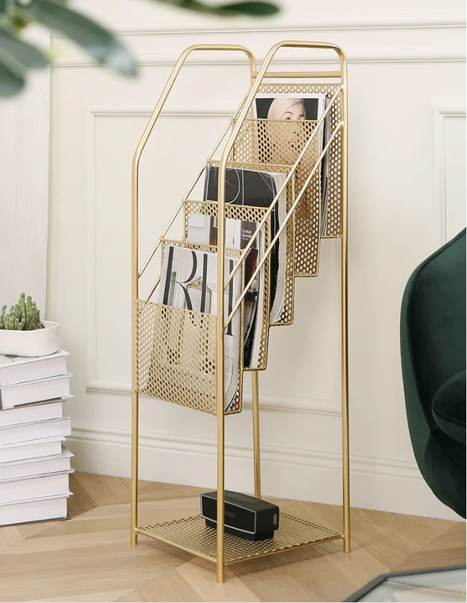 

Nordic iron art magazine storage rack display floor-to-ceiling magazine rack home magazine rack small creative newspaper rack