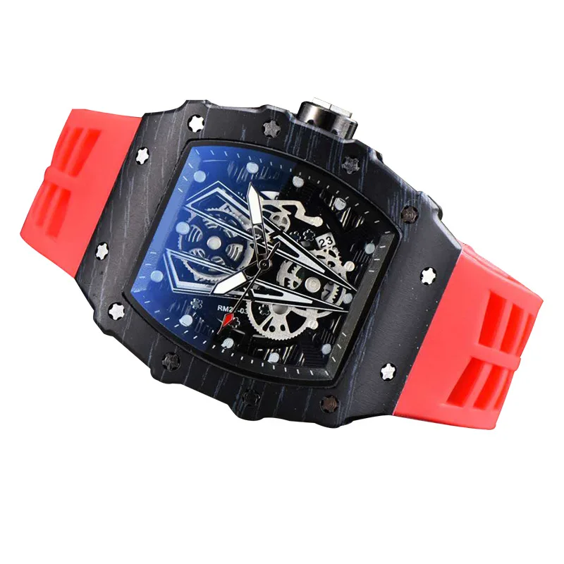

2021 men's watch European and American carbon fiber grain fashion brand quartz watch Black pointer quartz Sports Watch