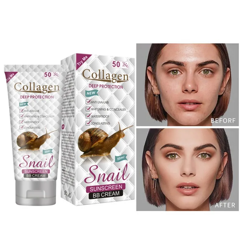 

Collagen Snail BB Oil Control Concealer Isolation Sunscreen Moisturizing Face BB & CC Creams Face Concealer 50ml S1