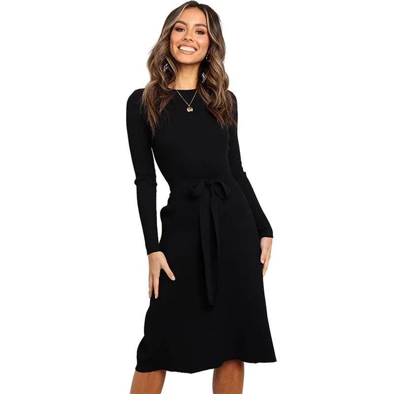 

Black Dress Long Sleeve Winter Dresses Women 2021 Plus Size Christmas Clothes Vintage Straight Elegant Mama 2021 Fall Red