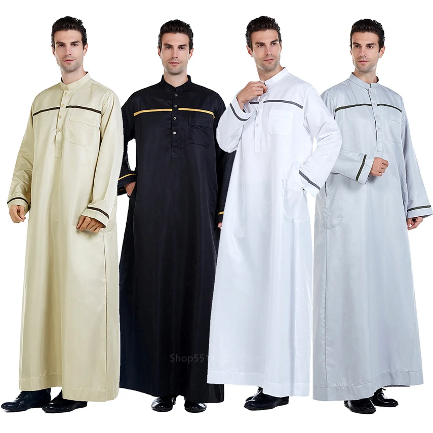 Новинка 2020 Мужская абайя из Саудовской Аравии Jubba Thobe мусульманская одежда с
